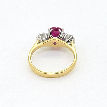 1.78ct Ruby and Diamond Trilogy Engagement Ring in 18ct Yellow Gold