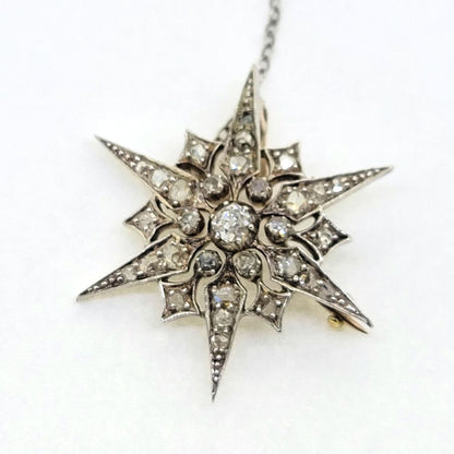 Timeless and Classic Victorian Antique Diamond Star Brooch