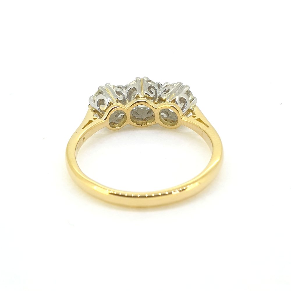 1.60ct Diamond Three Stone Engagement Ring in Platinum and 18ct Yellow Gold