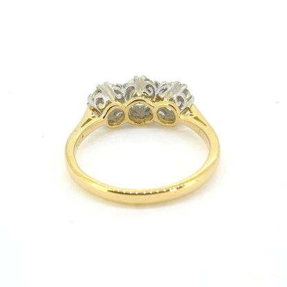 1.60ct Diamond Three Stone Engagement Ring in Platinum and 18ct Yellow Gold