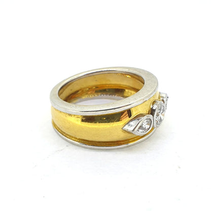 Wide 18ct Yellow Gold Three Stone Diamond Ring