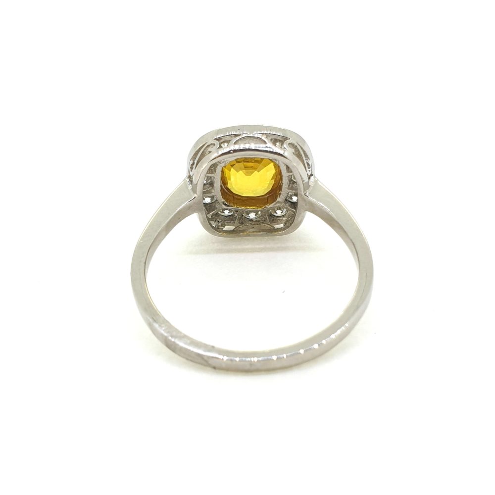 Modern 1.5ct Yellow Sapphire and Diamond Cluster Ring