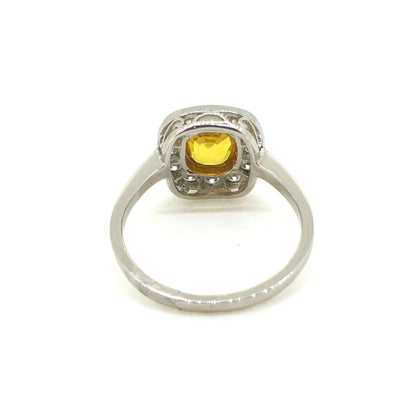 Modern 1.5ct Yellow Sapphire and Diamond Cluster Ring