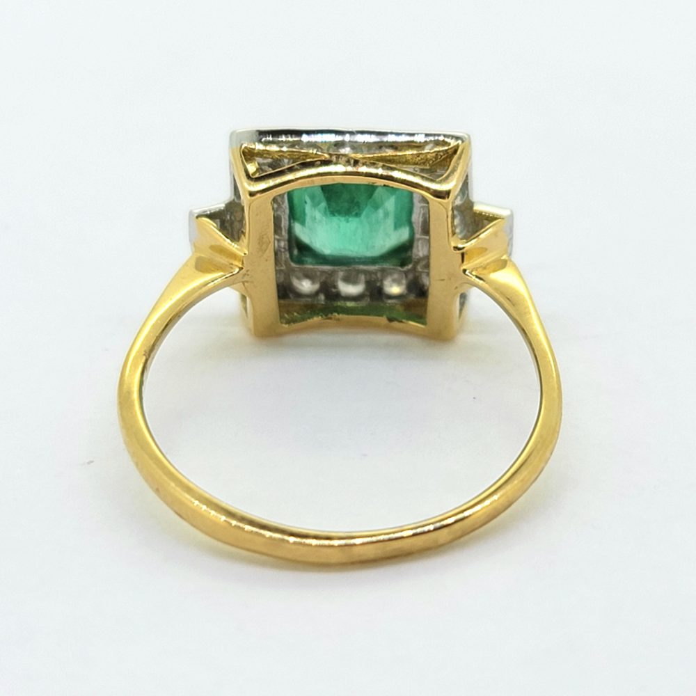 1.20ct Square Emerald and Diamond Cluster Engagement Ring