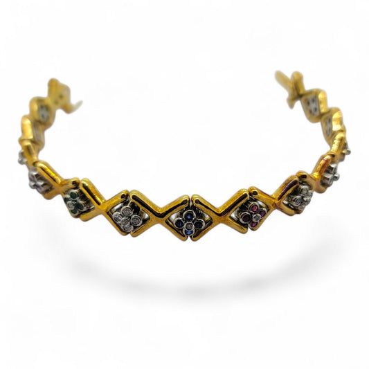 Ruby Emerald Sapphire Diamond Set Gold Bracelet