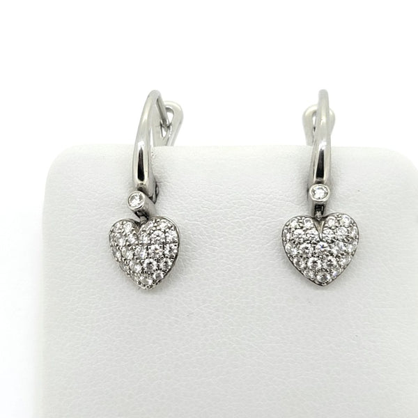 Tiffany and Co Diamond Heart Drop Earrings