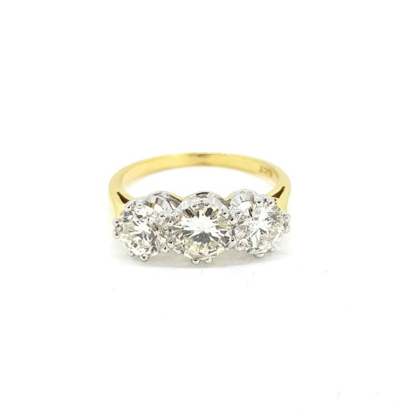 Three Stone Diamond Ring, 2.06 carat total, H colour, SI clarity