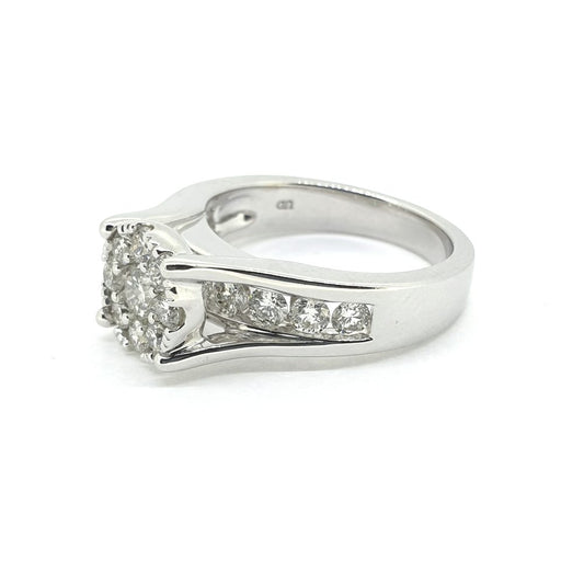 1.50ct Illusion Set Diamond Cluster Engagement Ring