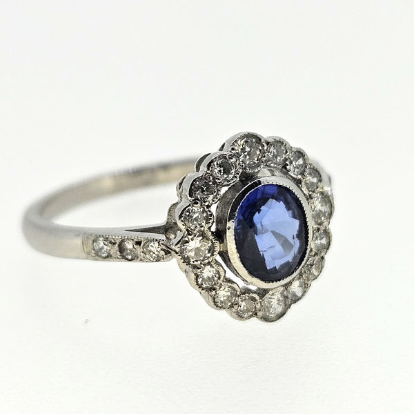 Sapphire and Diamond Cluster Engagement Ring D.35 S1.0 Platinum