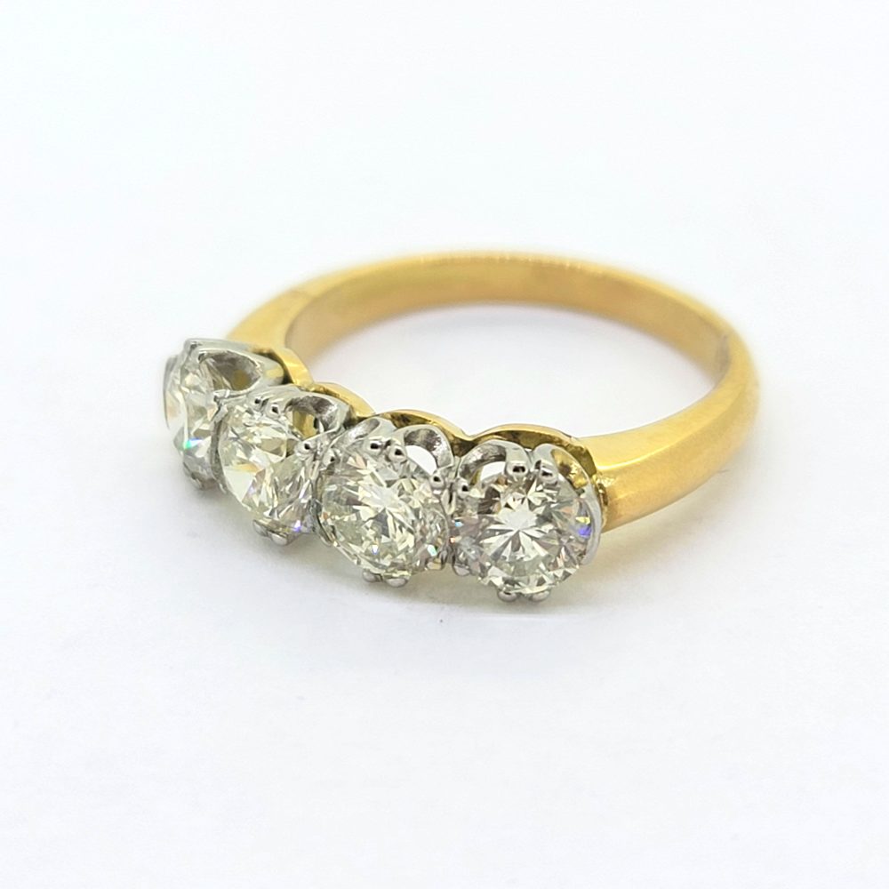Four Stone Diamond Engagement Ring in Yellow Gold, 2.06 carats