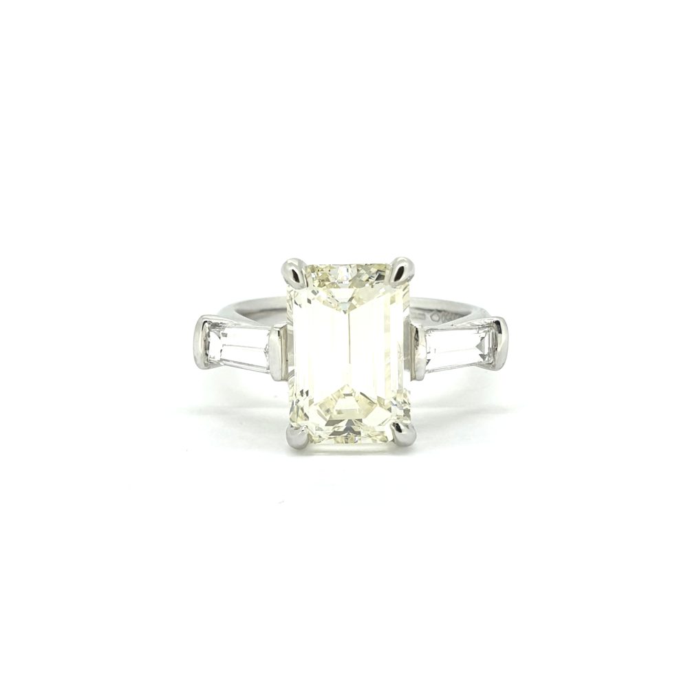 4.14ct Emerald Cut Diamond Solitaire Engagement Ring in Platinum