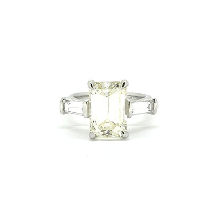 4.14ct Emerald Cut Diamond Solitaire Engagement Ring in Platinum