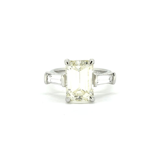 4.14ct Emerald Cut Diamond Solitaire Engagement Ring in Platinum
