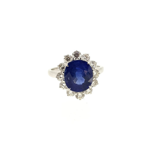 3.37ct Sri Lanka Sapphire and Diamond Cluster Ring
