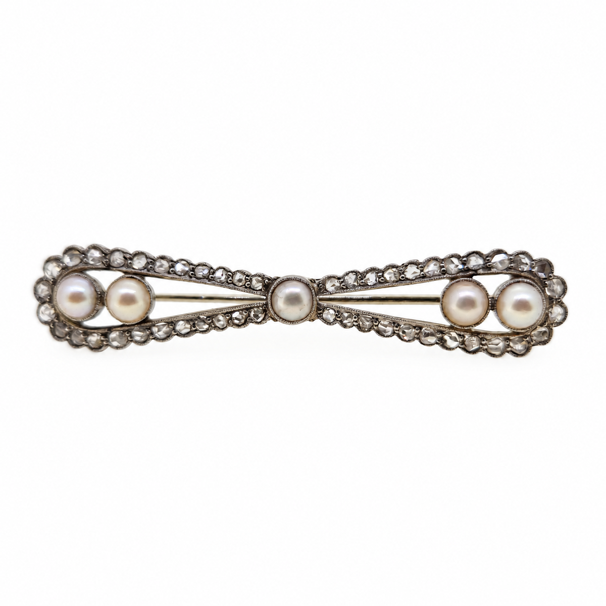 Pearl and Diamond Bar Brooch