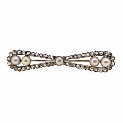 Pearl and Diamond Bar Brooch