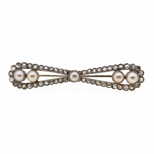Pearl and Diamond Bar Brooch