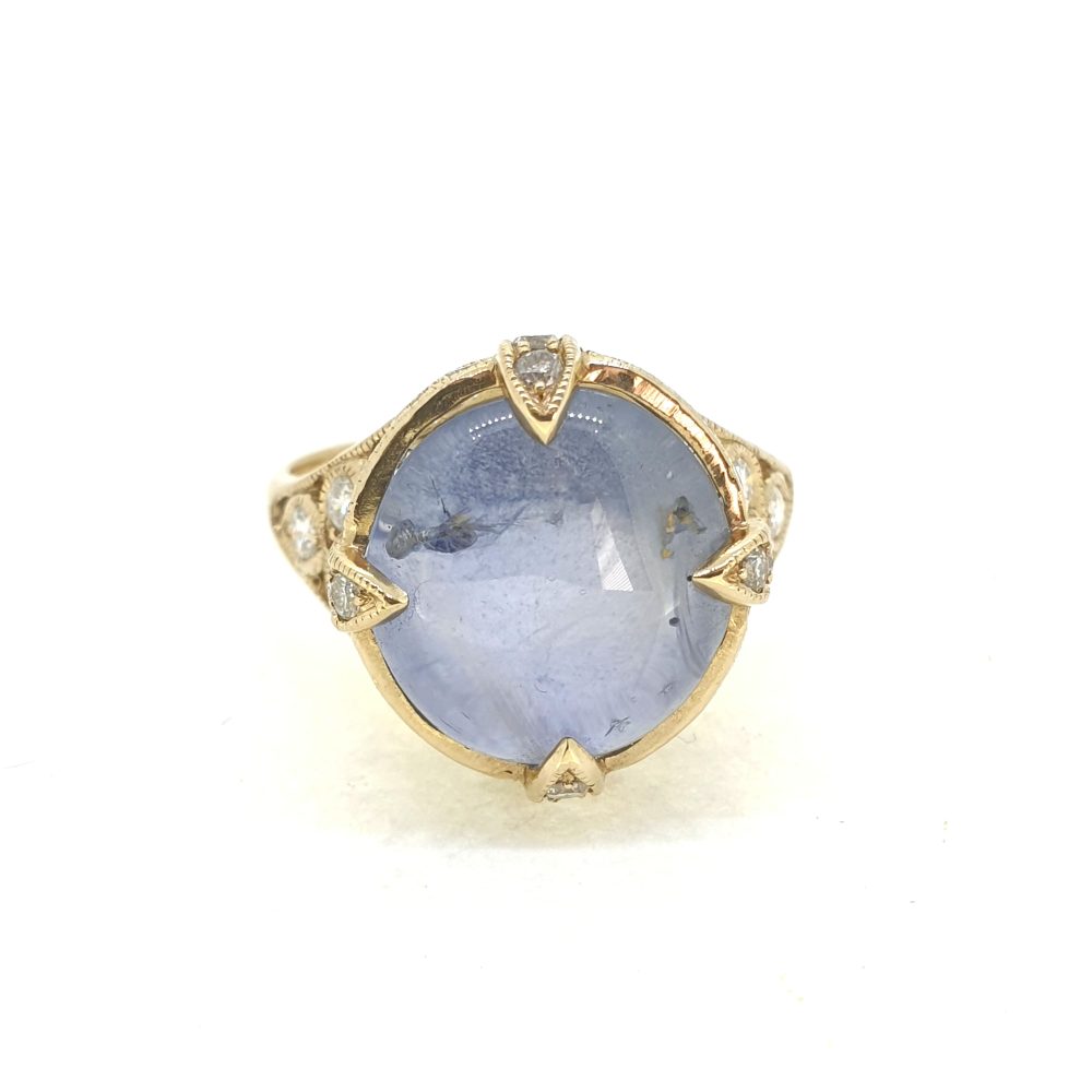 Star Sapphire and Diamond Cluster Dress Ring