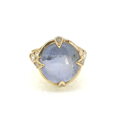 Star Sapphire and Diamond Cluster Dress Ring