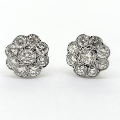 0.80ct Diamond Daisy Flower Cluster Stud Earrings