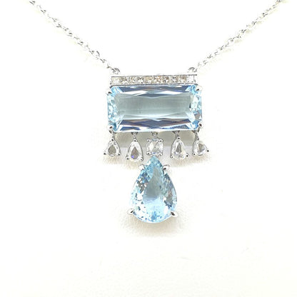 Contemporary Aquamarine and Diamond Pendant, 9.95 carats