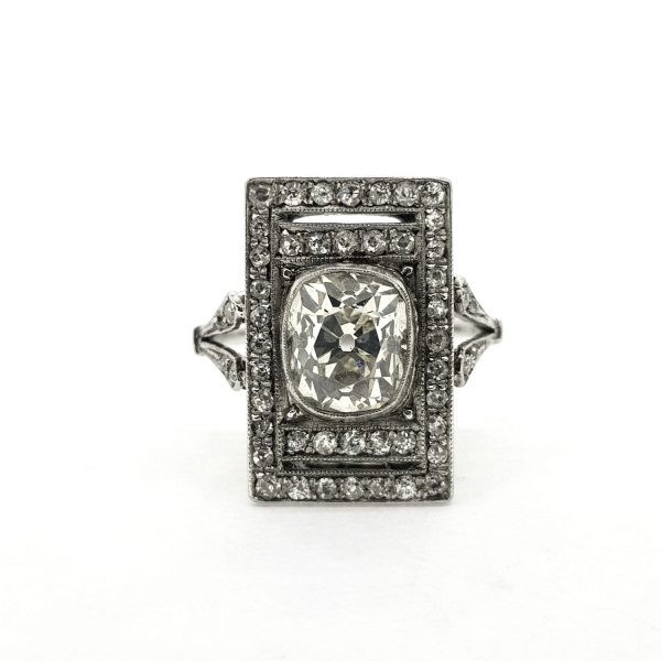 Old Cut Diamond Plaque Tablet Ring, 2.35 carats