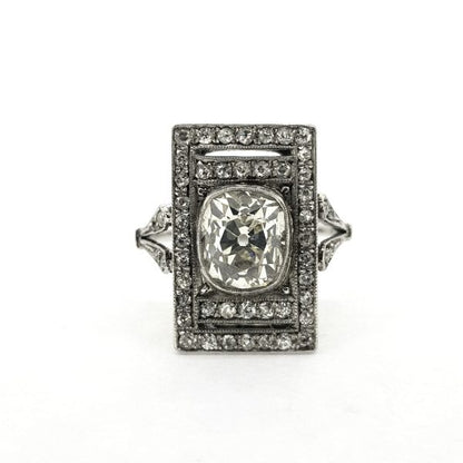 Old Cut Diamond Plaque Tablet Ring, 2.35 carats