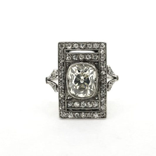 Old Cut Diamond Plaque Tablet Ring, 2.35 carats