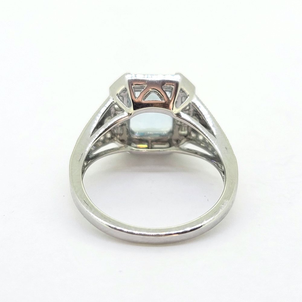 Contemporary Aquamarine and Diamond Cluster Dress Ring