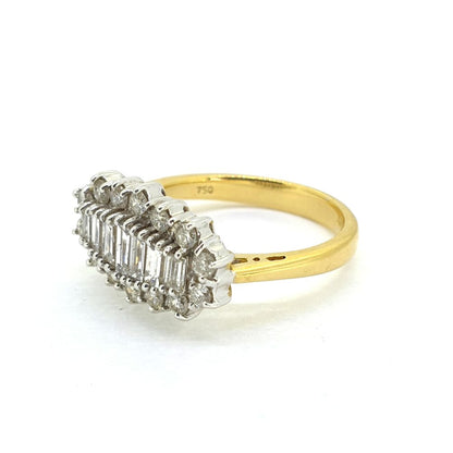 Baguette and Brilliant Diamond Cluster Dress Ring, 1.00 carat total