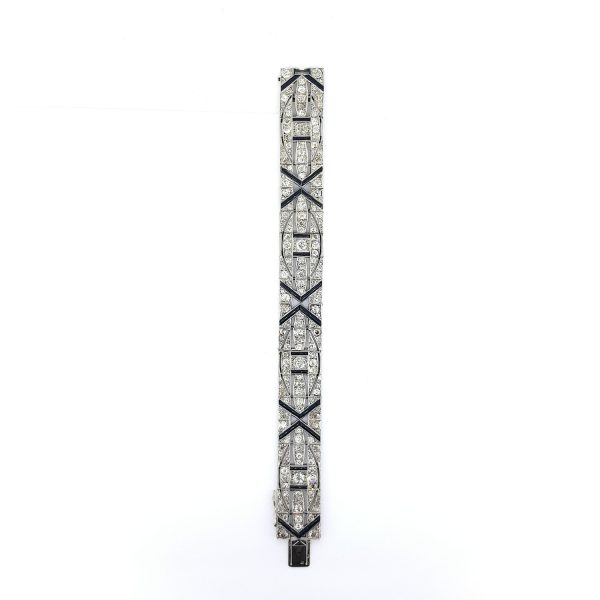 Art Deco 11ct Diamond, Onyx and Platinum Bracelet