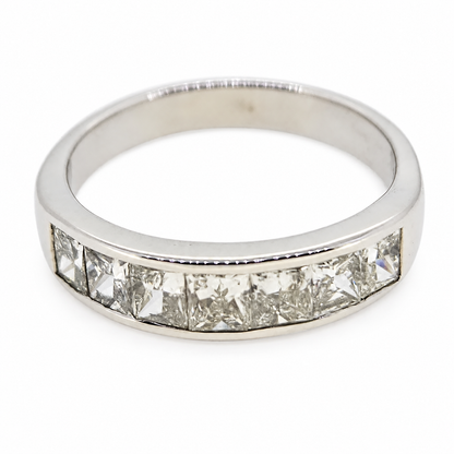 1.19cts Princess Cut Diamond Half Eternity Band Ring in 18ct White Gold