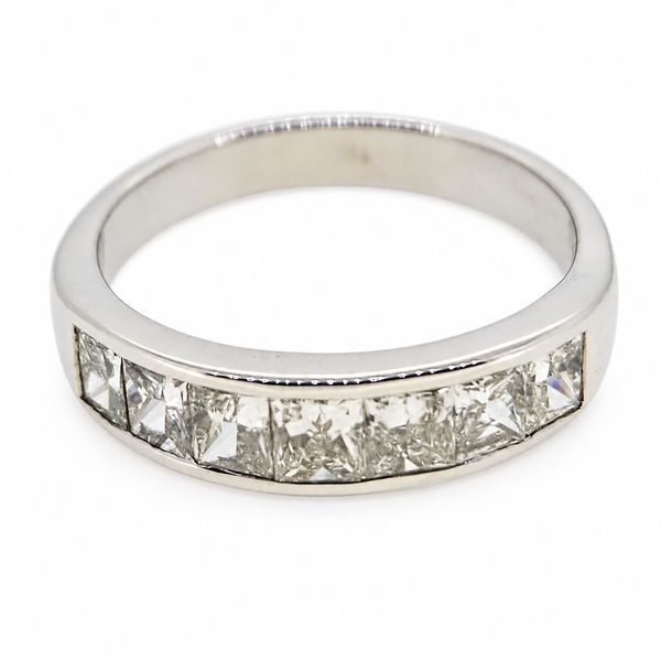 1.19cts Princess Cut Diamond Half Eternity Band Ring in 18ct White Gold