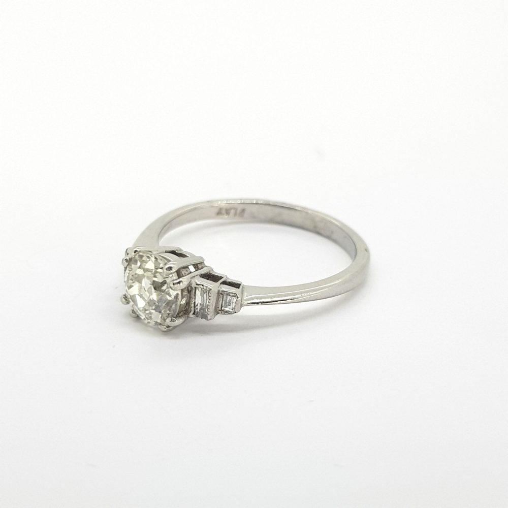 Vintage 0.91ct Old Cut Diamond Solitaire Engagement Ring in Platinum