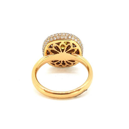 Contemporary Yellow and White Diamond Bombe Cluster Ring