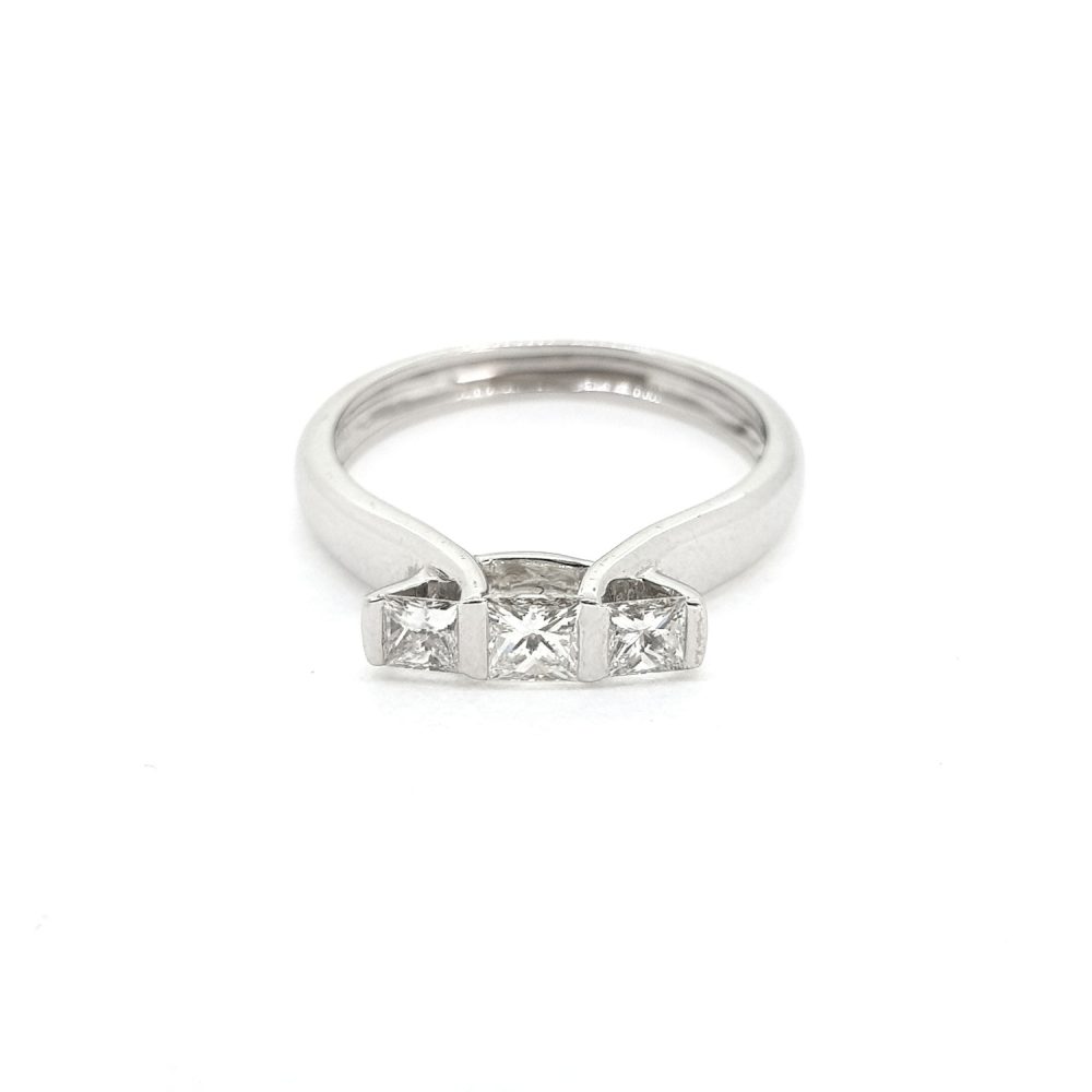 Princess Cut Diamond Three Stone Engagement Ring, 0.48 carat total