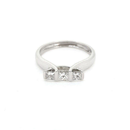 Princess Cut Diamond Three Stone Engagement Ring, 0.48 carat total
