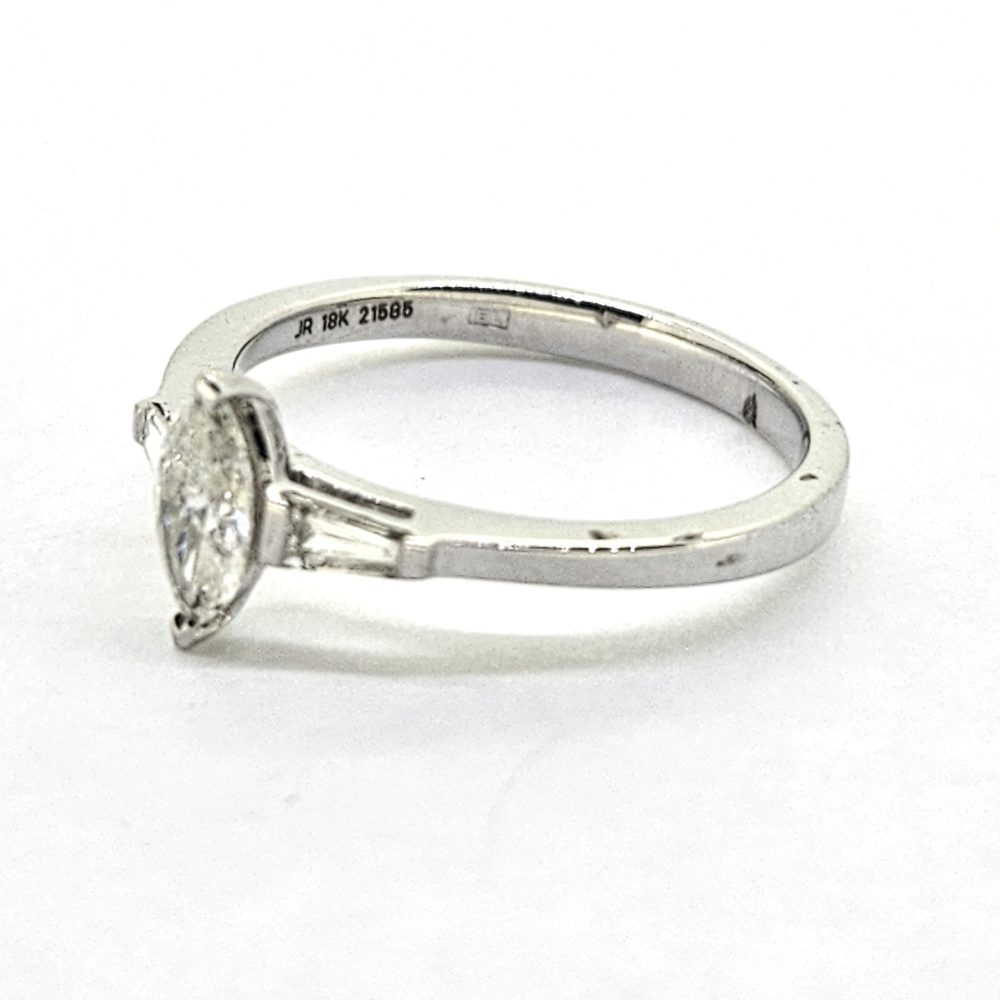 Marquise Cut Diamond Solitaire Engagement Ring with Baguette Shoulders
