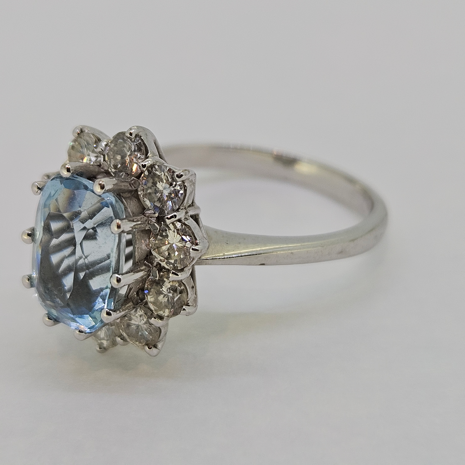 2.20ct Aquamarine and Diamond Engagement Dress Cluster Ring