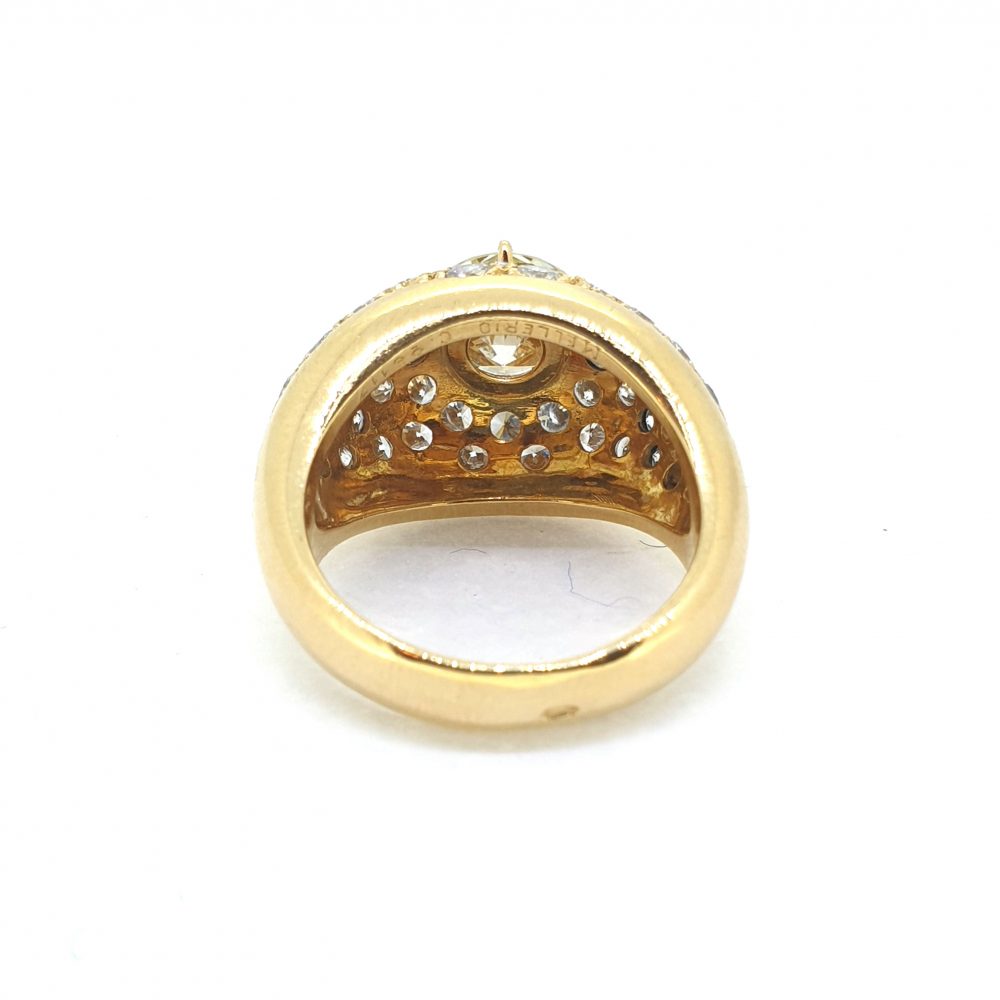 Vintage French Mellerio Diamond Bombe Ring