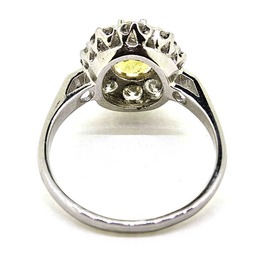 2ct Yellow Sapphire and Diamond Cluster Engagement Ring in Platinum