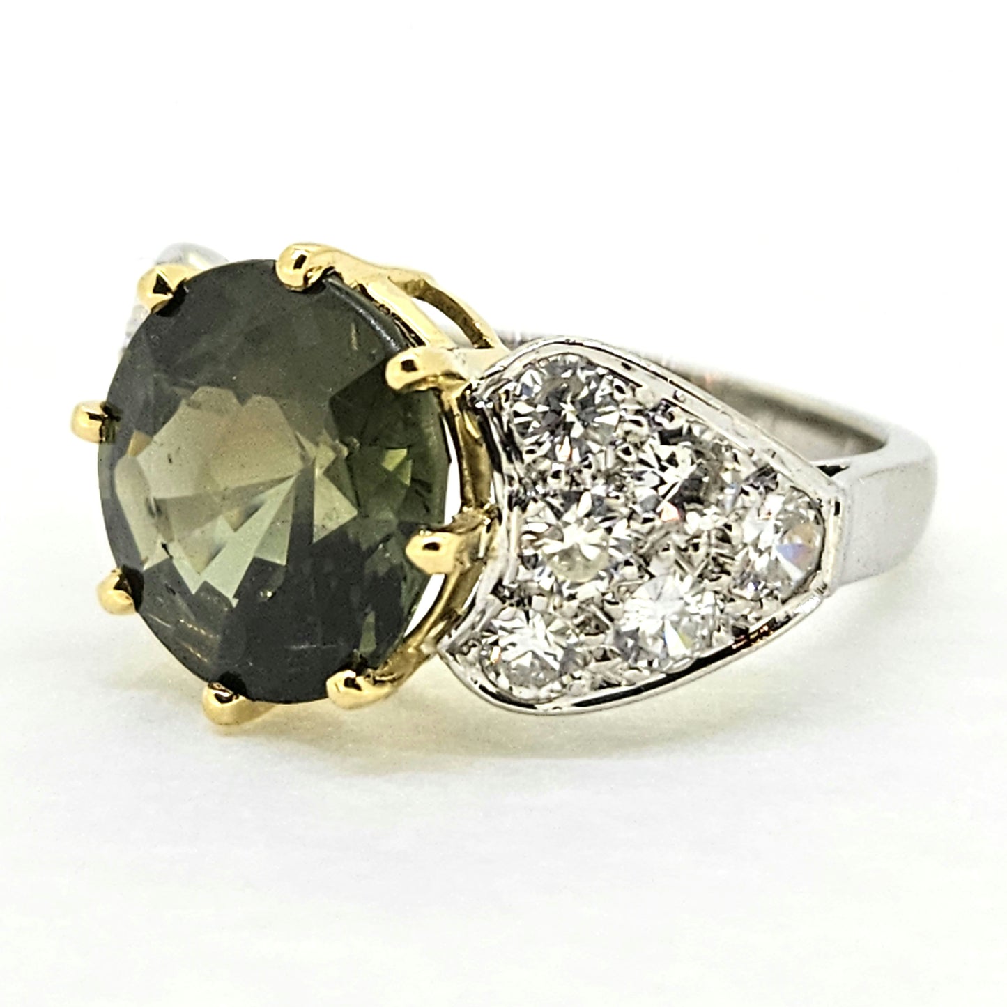 5ct Green Sapphire and Diamond Ring Engagement Ring