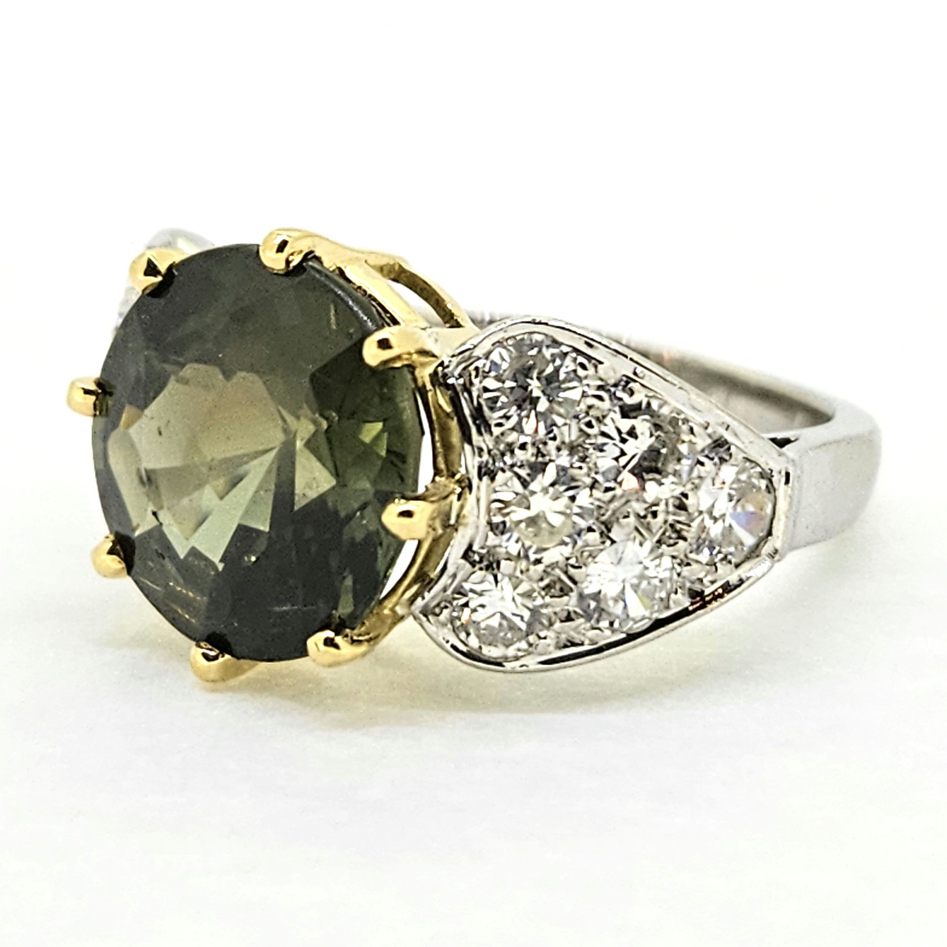 5ct Green Sapphire and Diamond Ring Engagement Ring