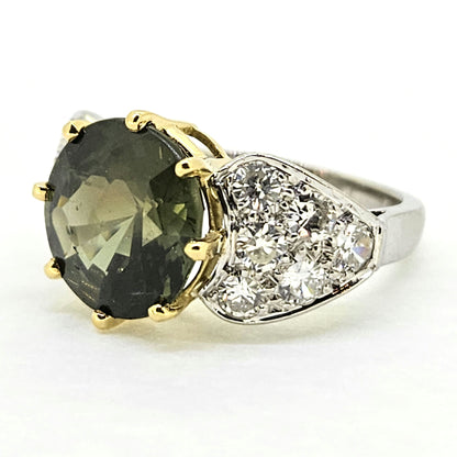 5ct Green Sapphire and Diamond Ring Engagement Ring