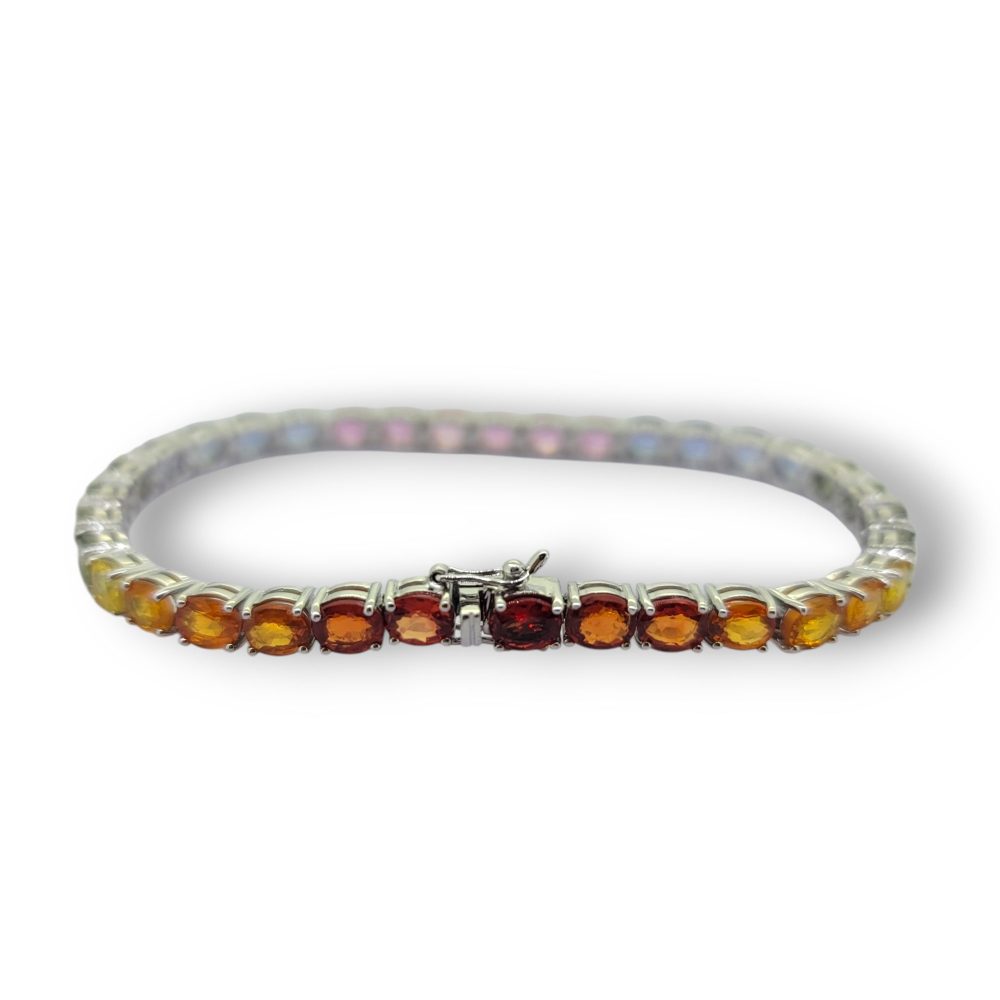 Multi Fancy Colour Rainbow Sapphire Line Bracelet, 16.10 carats