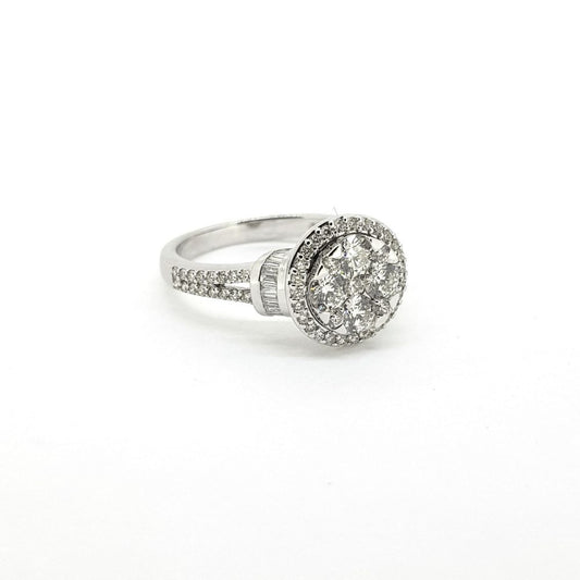 Contemporary Diamond Cluster Engagement Ring, 1.13 carats