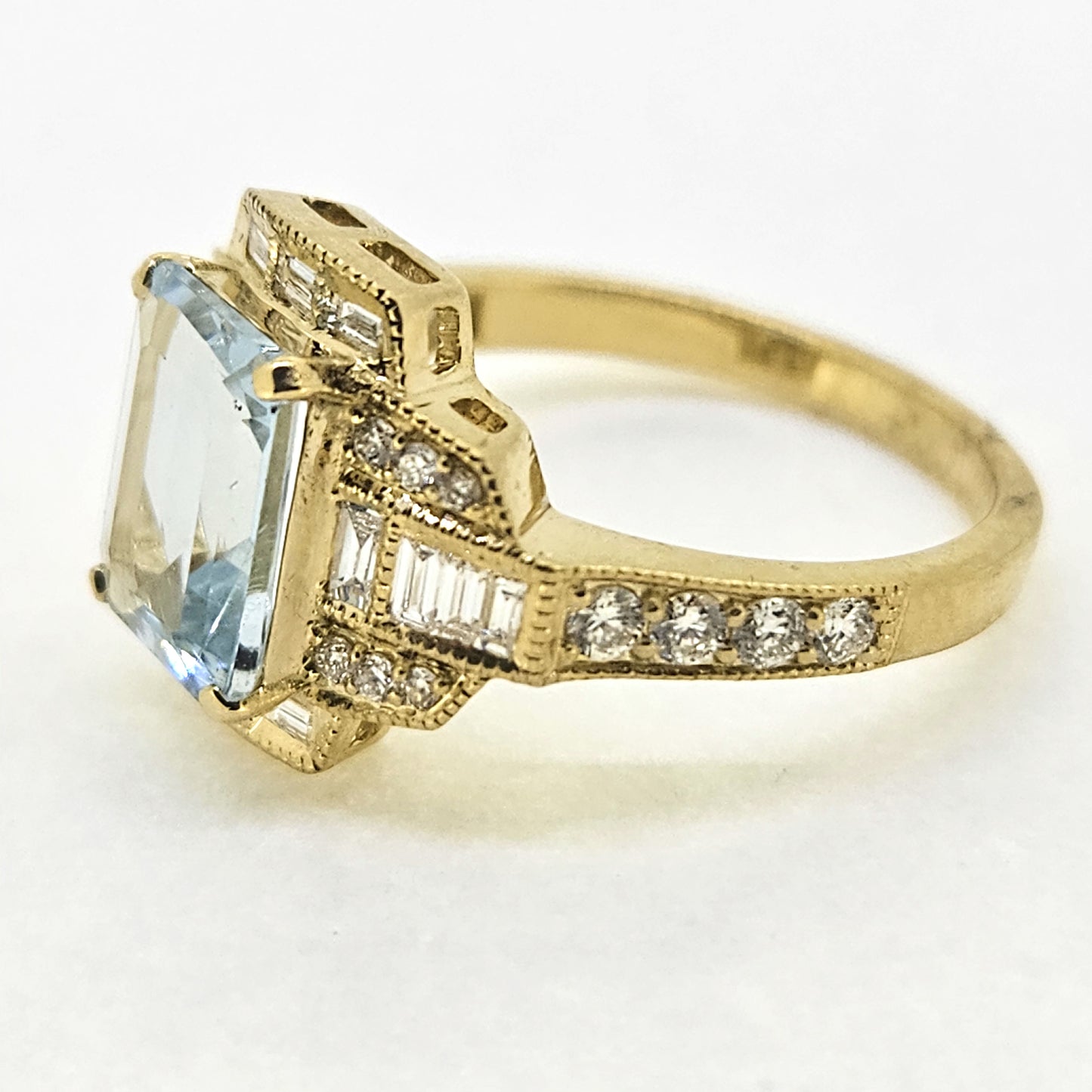 1.95ct Aquamarine and Diamond Cluster Dress Ring in 18ct Yellow Gold