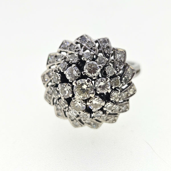 Vintage Diamond Cluster Bombe Ring Circa 1950
