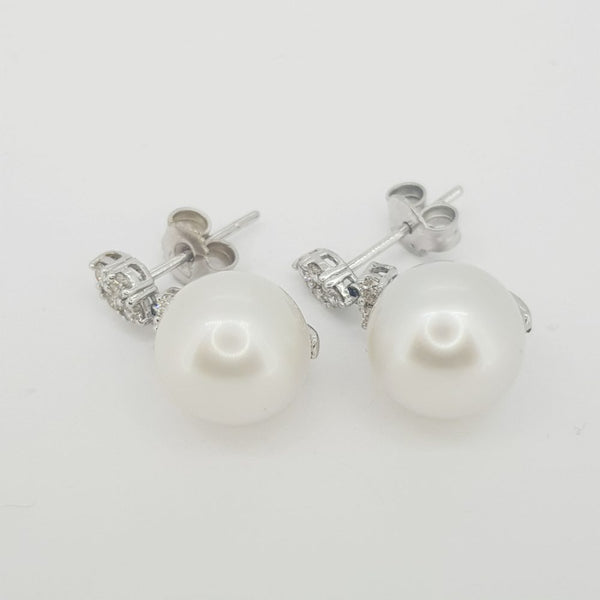 Pearl and Diamond Drop Earrings