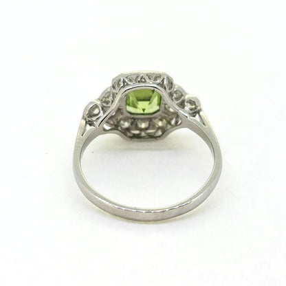1ct Peridot and Diamond Cluster Ring in Platinum